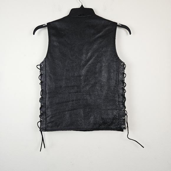Milwaukee Leather Black Leather Biker Style Vest Snap Front Size 26 - Picture 6 of 6